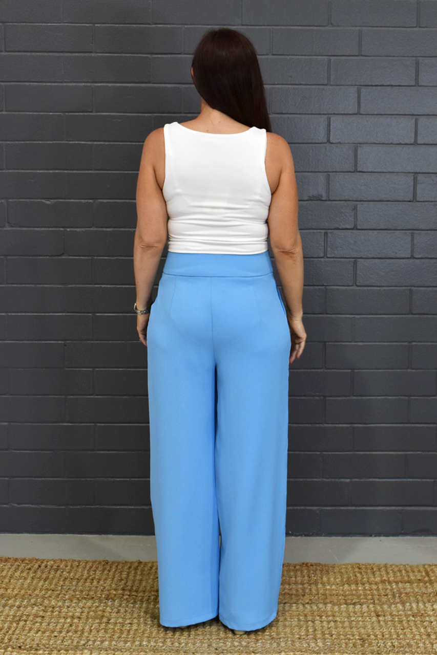 Avery Wide Leg Pants - Blue