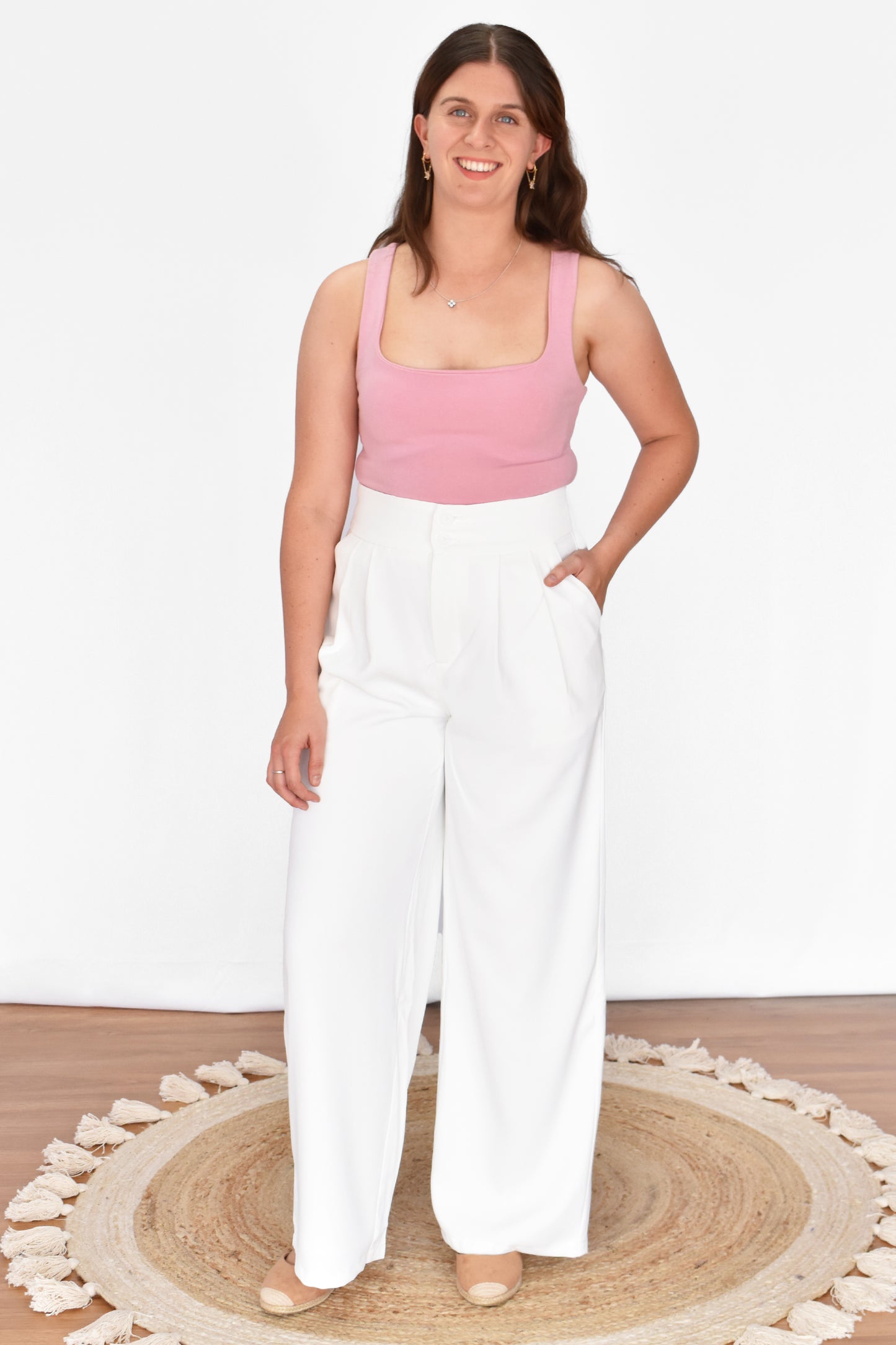 Avery Wide Leg Pants - White