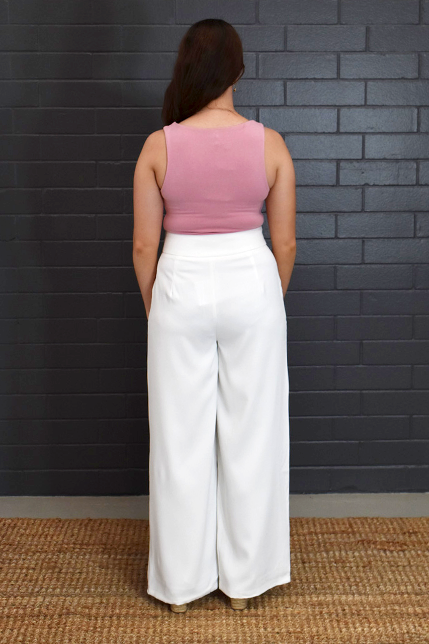 Avery Wide Leg Pants - White