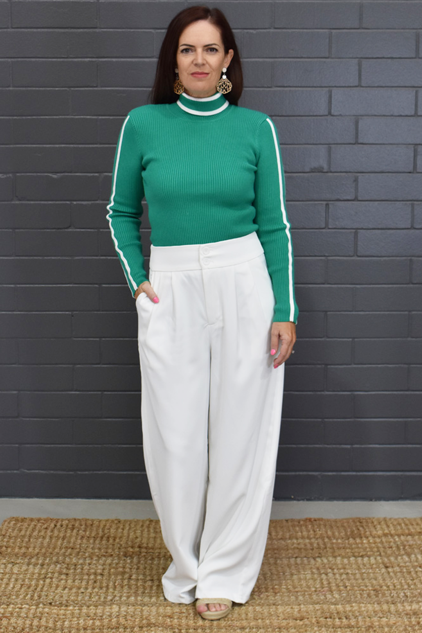 Avery Wide Leg Pants - White